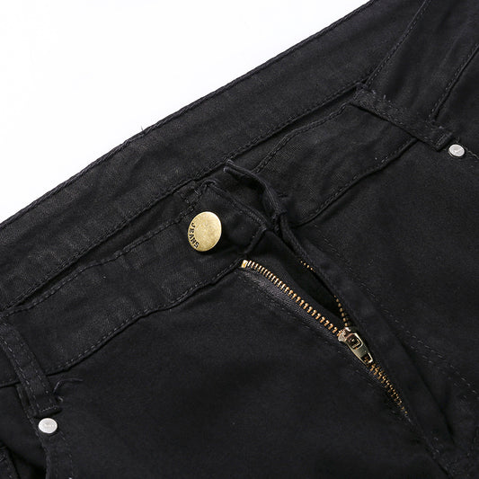 Pantalón “Urban Cargo” | Vaquero negro slim con bolsillos laterales y detalles biker - Lovelys