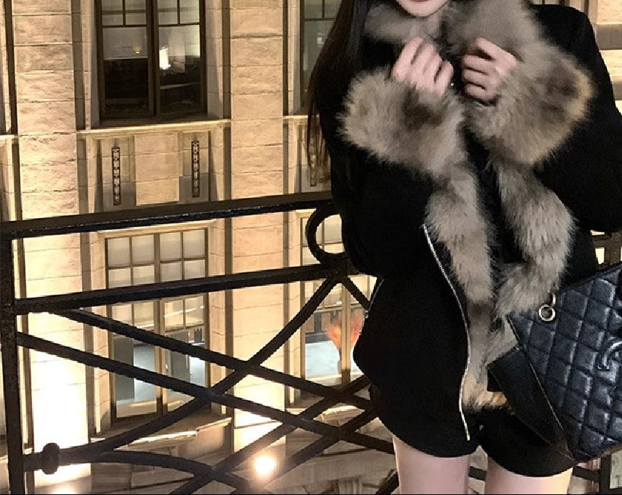 Chaqueta Nube de Pelo – Ante Sintético con Cuello de Pelo