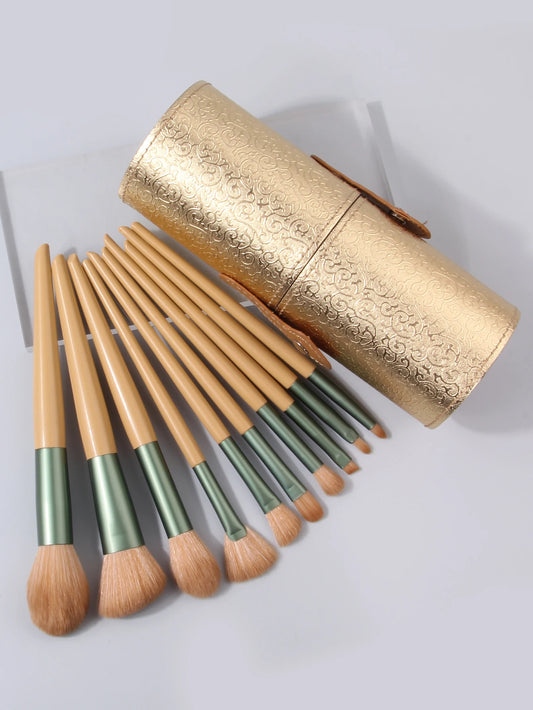 Pinceles de maquillaje para principiantes de 10 piezas con cubo de almacenamiento. - Lovelys