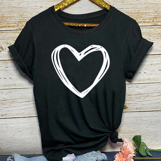 Camiseta con estampado de corazón para mujer. - Lovelys