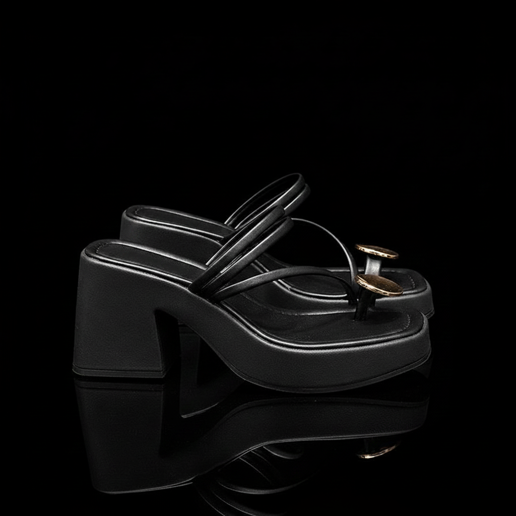 Sandalia Tacón Negra - lateral