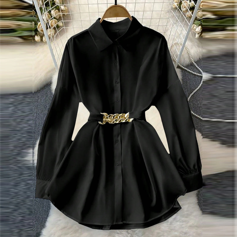 Camisa blanca con cinturón dorado | “Golden Chain” - Lovelys