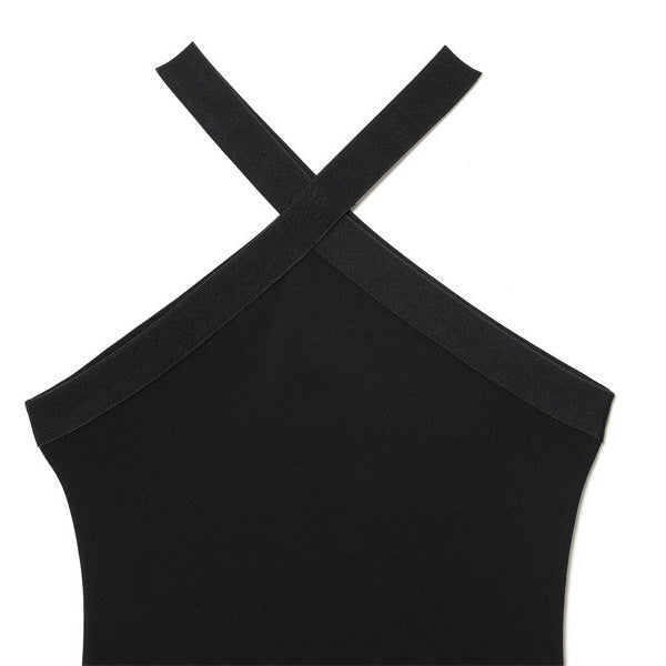 Vestido “Noir Fringe” | Largo con tirantes cruzados y flecos elegantes - Lovelys