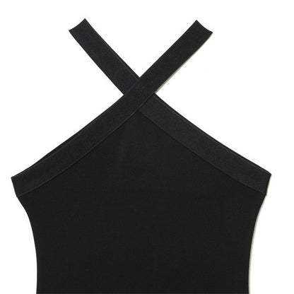 Vestido “Noir Fringe” | Largo con tirantes cruzados y flecos elegantes - Lovelys