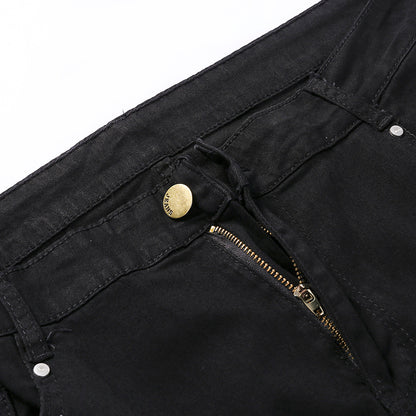Pantalón “Urban Cargo” | Vaquero negro slim con bolsillos laterales y detalles biker - Lovelys