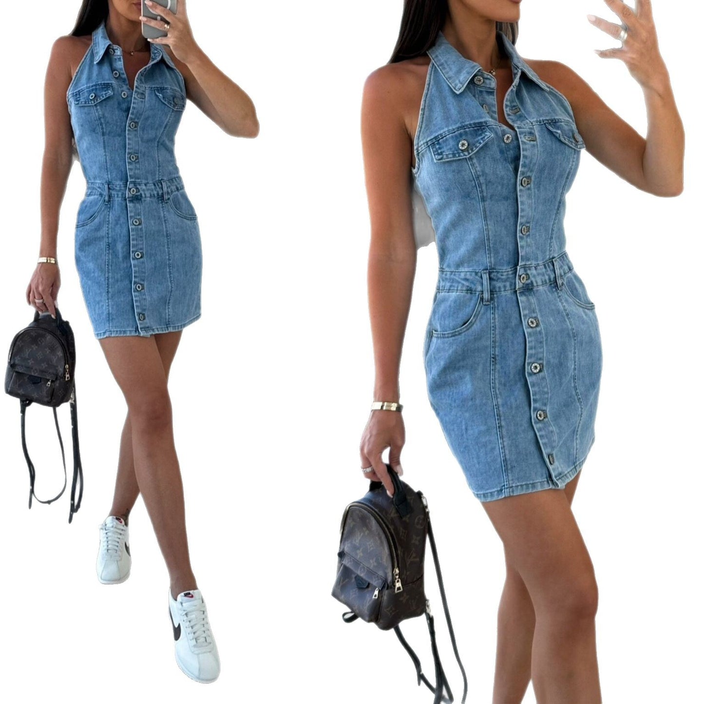 Vestido Denim Halter Fit