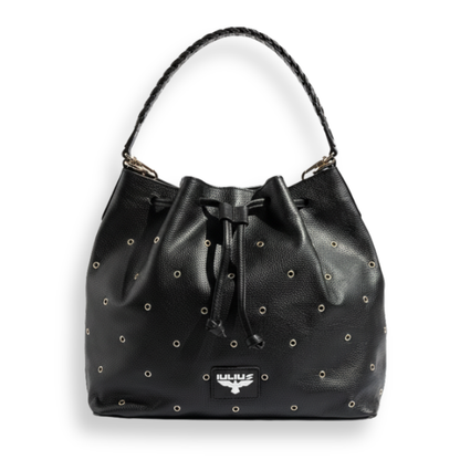 Bolso Bucket de Cuero Negro con Tachuelas – Estilo Urbano – IULIUS