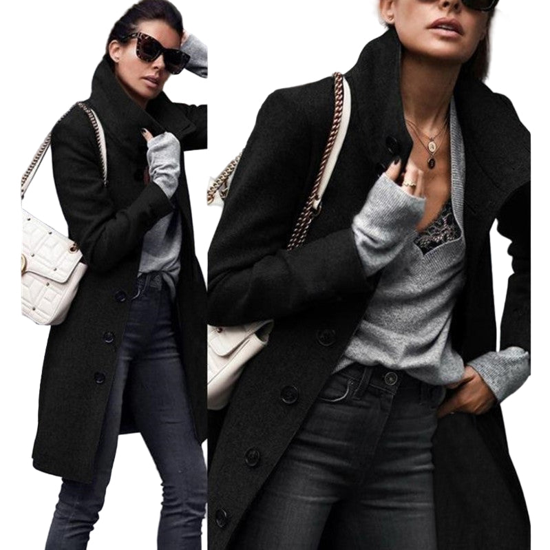 Abrigo largo de lana con botones - Lovelys