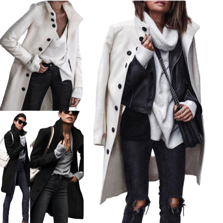 Abrigo largo de lana con botones - Lovelys