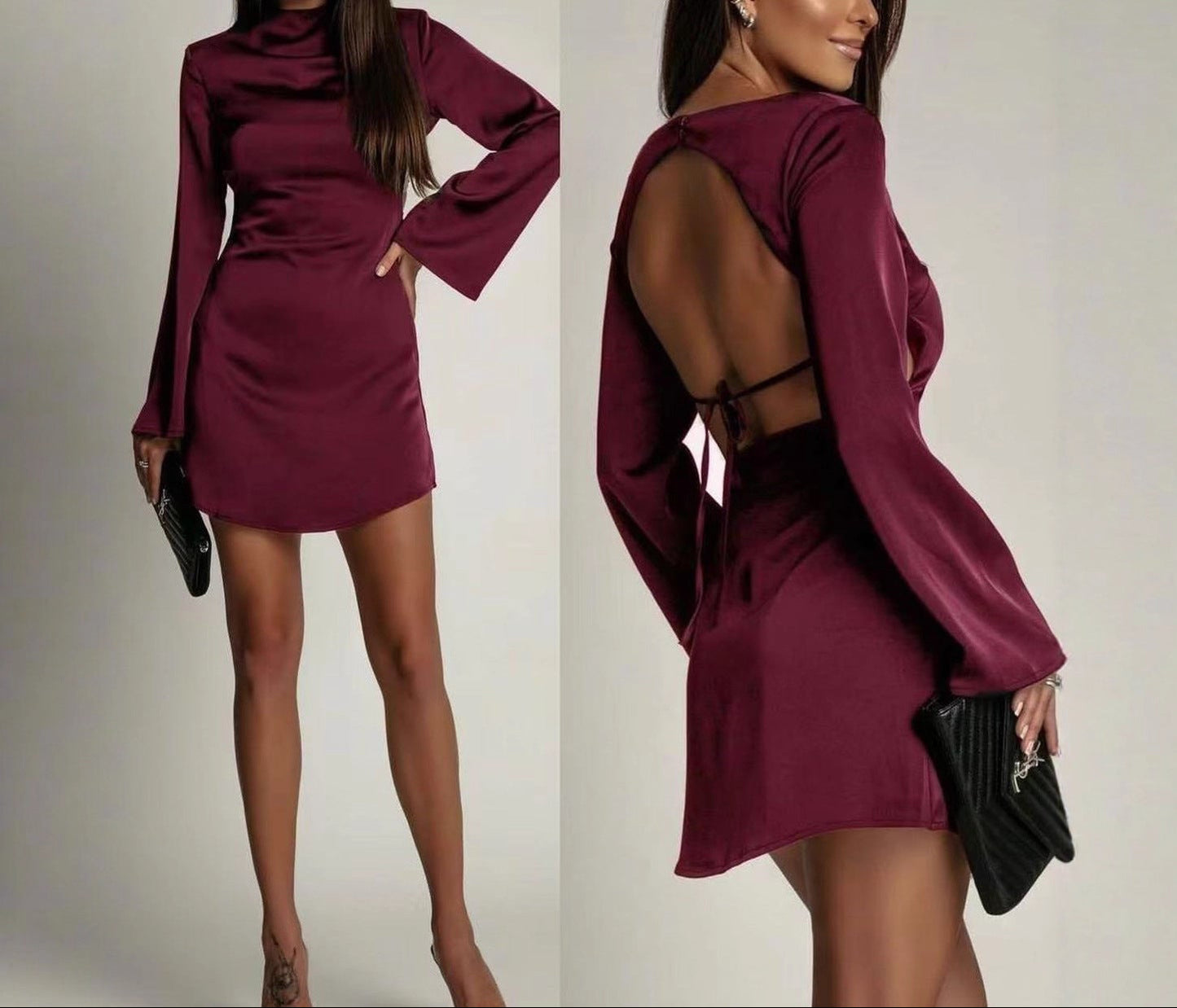 Vestido Satin Open Back Glow