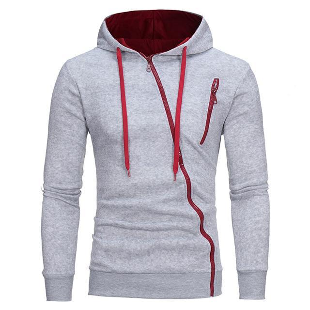 Sudadera cremallera diagonal y capucha - Lovelys