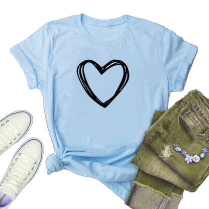 Camiseta con estampado de corazón para mujer. - Lovelys