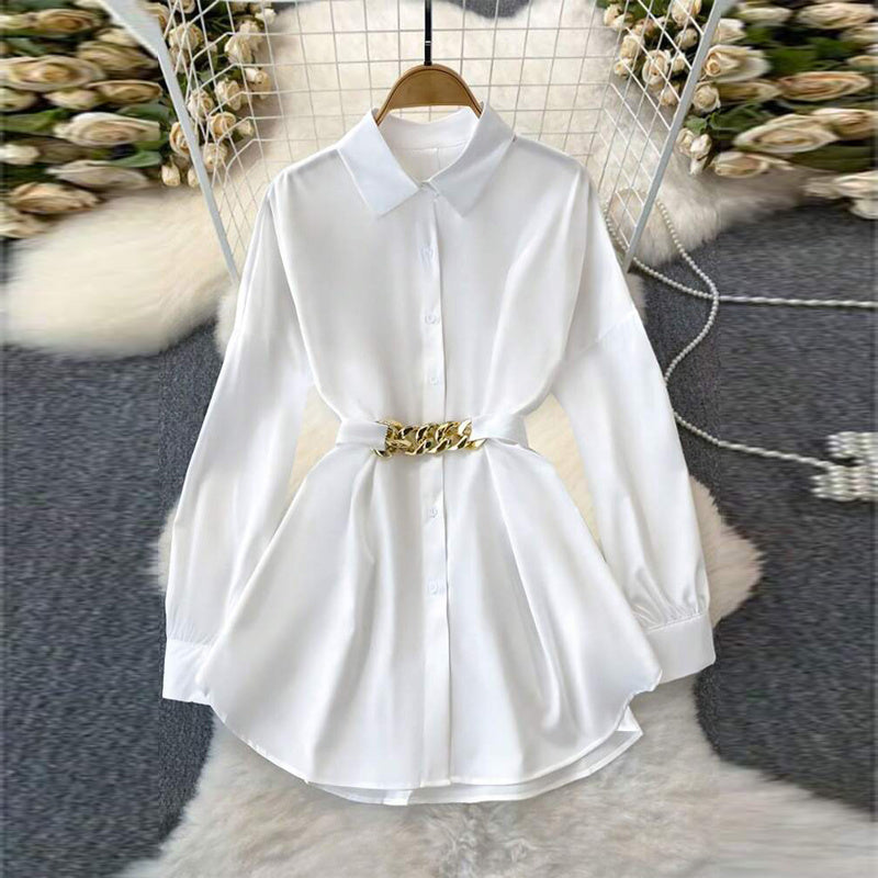 Camisa blanca con cinturón dorado | “Golden Chain” - Lovelys