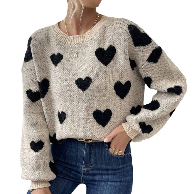 Jersey beige con corazones negros - Lovelys