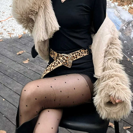 Cinturón Animal Print con Hebilla Vintage Dorada