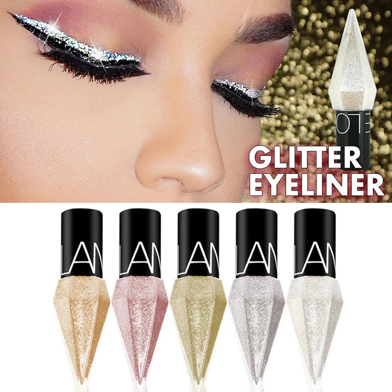 Delineador de Ojos Líquido Glitter Profesional - Efecto Brillante