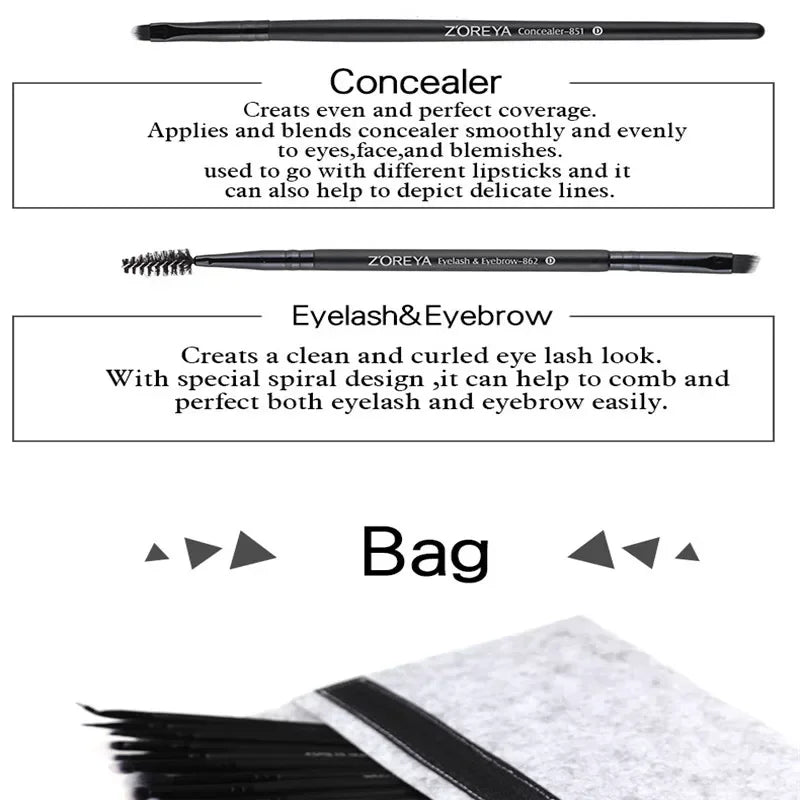 Juego de brochas de maquillaje profesionales de 15 piezas. - Lovelys