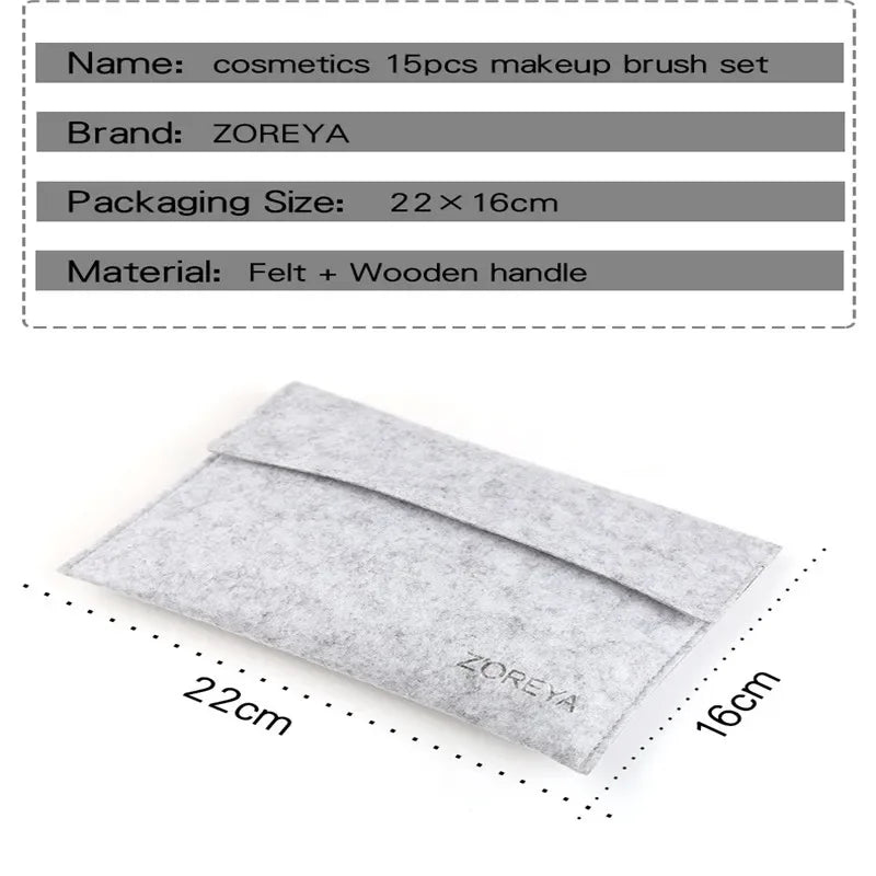 Juego de brochas de maquillaje profesionales de 15 piezas. - Lovelys