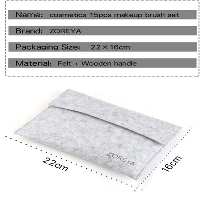 Juego de brochas de maquillaje profesionales de 15 piezas. - Lovelys