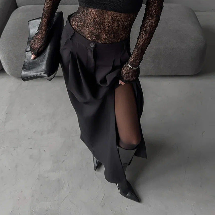 Falda Midi Negra con Abertura – Elegante, Sofisticada y Súper Favorecedora