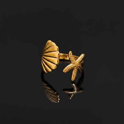 Anillo Estrella Marina – Fondo negro reflejo 1