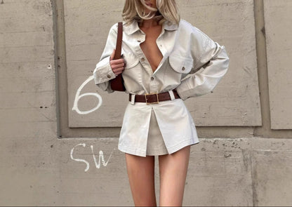 Vestido “Sahara Chic” | Vestido camisero beige con cinturón de hebilla - Lovelys