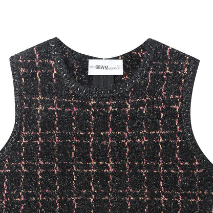 Vestido “Classic Tweed” | Sin mangas con estampado de cuadros elegantes - Lovelys