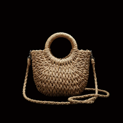 Bolso Cubo Rafia Café fondo negro