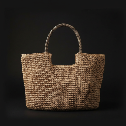 Bolso Tote Rafia Camel fondo negro