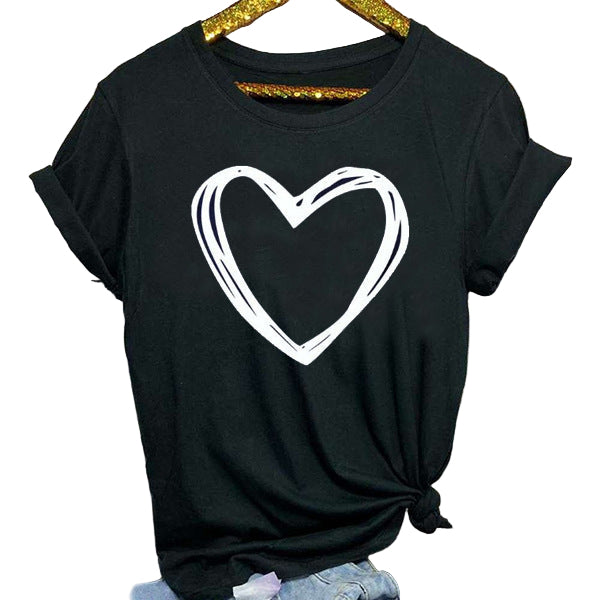 Camiseta con estampado de corazón para mujer. - Lovelys