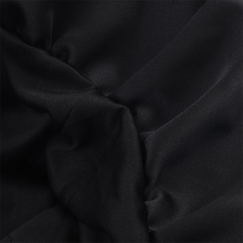 Vestido “Black Ruffle” | Corto sin mangas con encaje y volante satinado - Lovelys