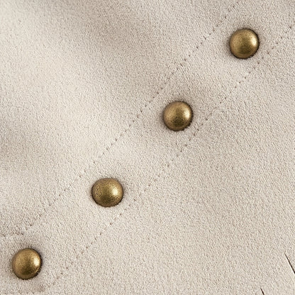 Falda Mini con Flecos – Estilo Western, Corte en A y Botones Decorativos