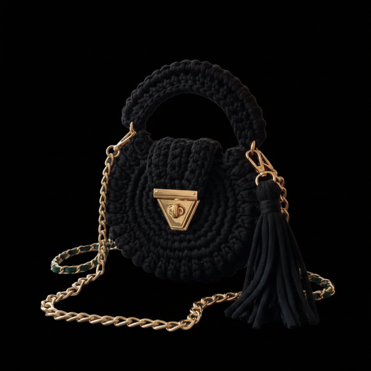 Bolso redondo crochet negro Lovelys Coral