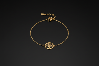 Pulsera árbol de la vida en círculo sobre fondo negro