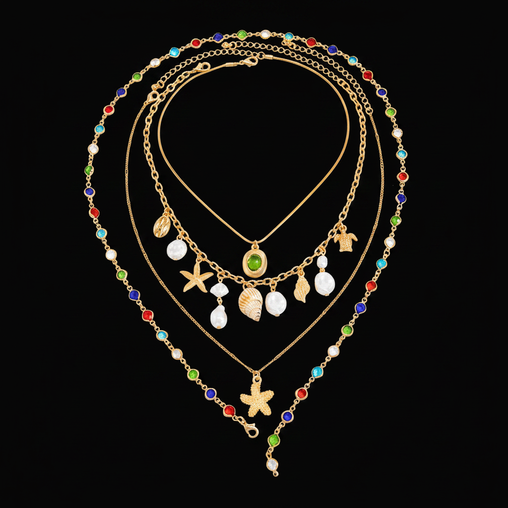 Set collares — producto fondo negro