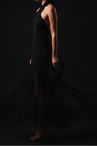 Vestido Ébano Flecos - Frontal